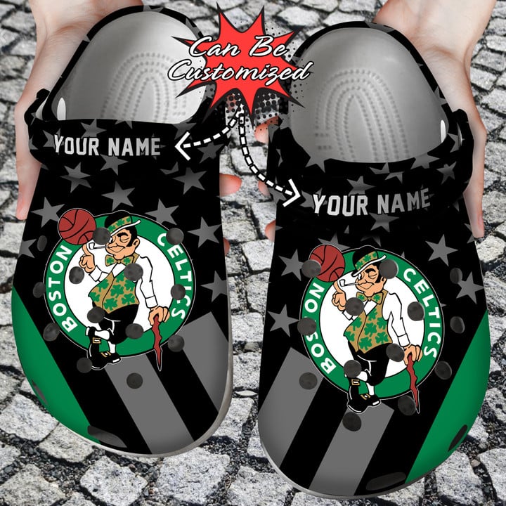 Basketball Crocss – Personalized Boston Celtics Star Flag Clog Shoes