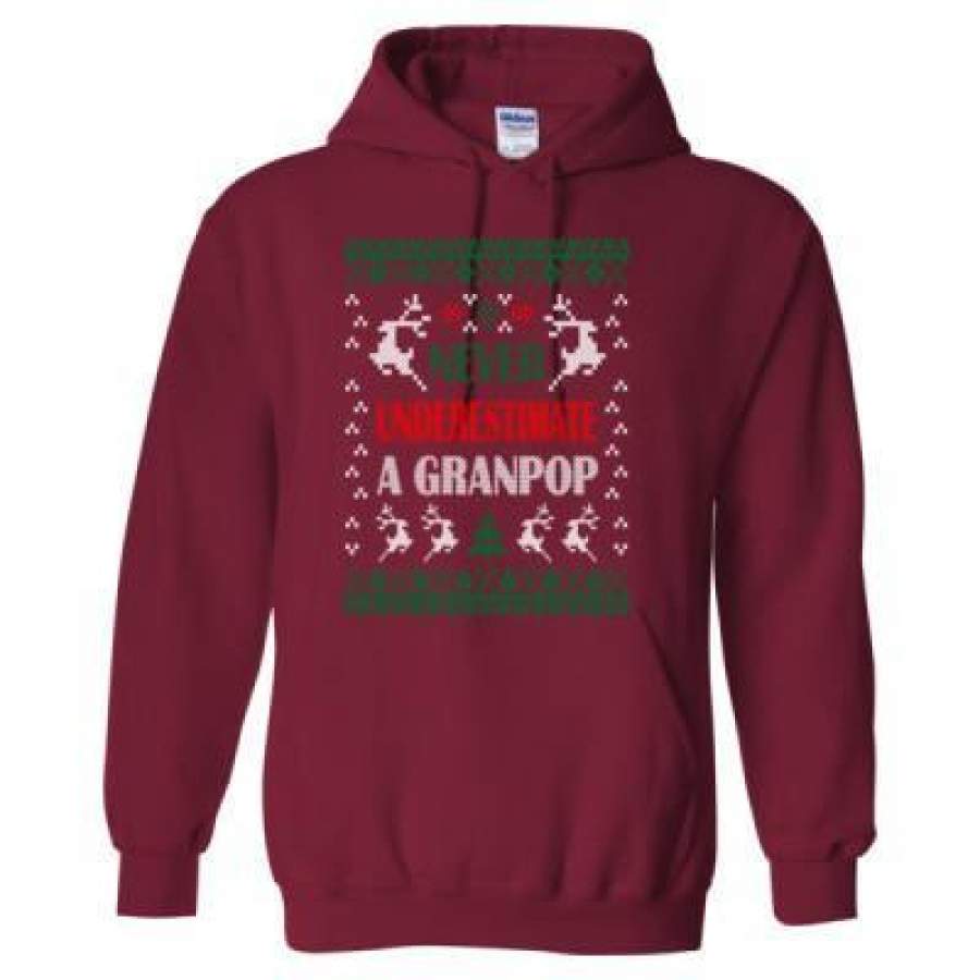 AGR Never Underestimate A Granpop Christmas Ugly Sweater – Heavy Blend™ Hooded Sweatshirt