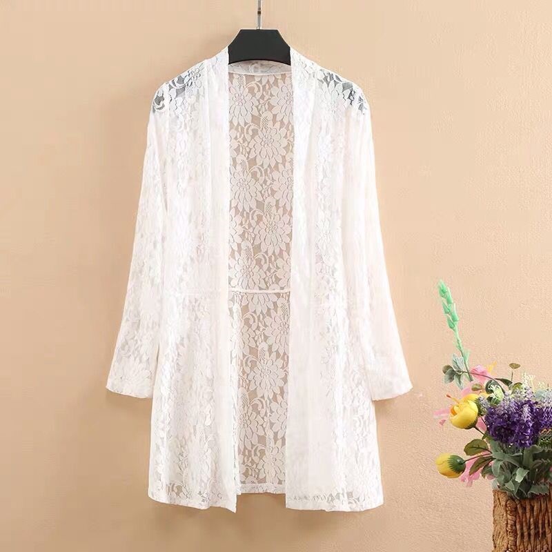 Summer Women Cardigan Long Sleeve Female Cardigans Women Lace Tops Ladies Shawl Outerwear alx