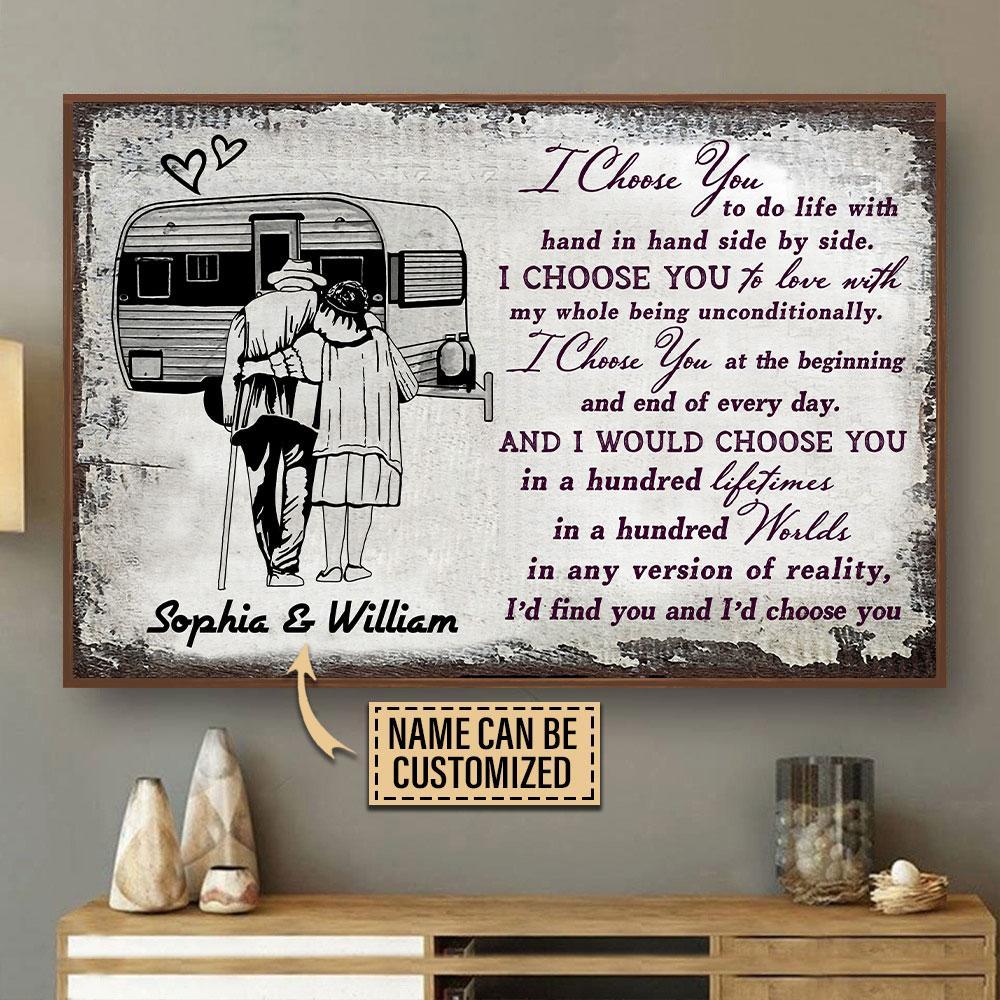 Aeticon Gifts Personalized Camping Sketch I Choose You Canvas Mom Dad Gift Home Decor