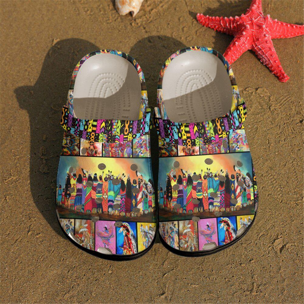 Native Personalized Clog, Custom Name, Text, Color, Number Fashion Style For Women, Men, Kid, Print 3D Pow Wow