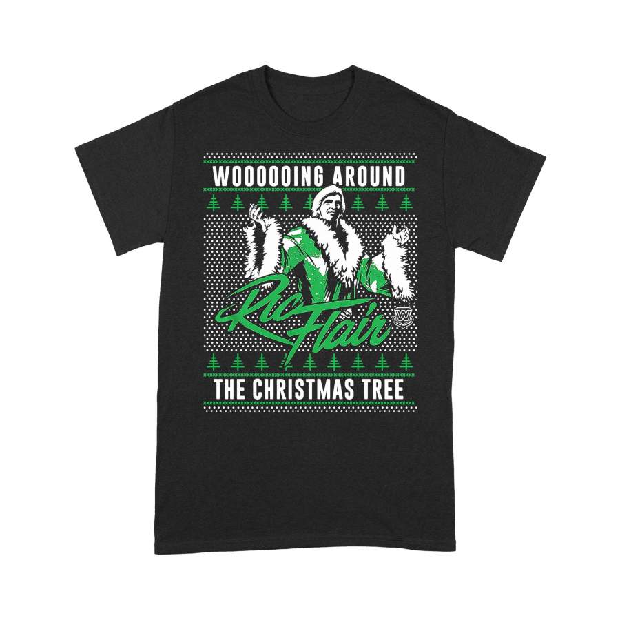 Woooooing Around Ugly Faux Knit Ric Flair The Ugly Christmas Tree T-shirt