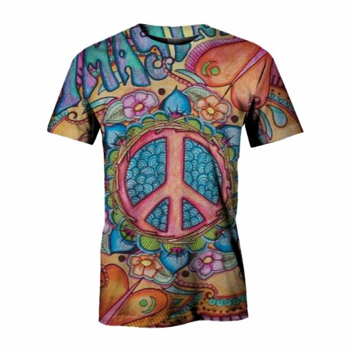 Hippie Imagine Love And Peace 3D All Over Printed Shirts For Men And Women, Gift For Hippie Lover, Hippie Soul