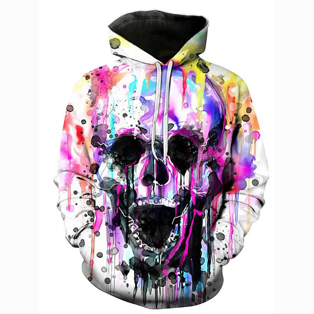 3D Printed Skull Hoodie – Hooded Casual Rainbow Pullover