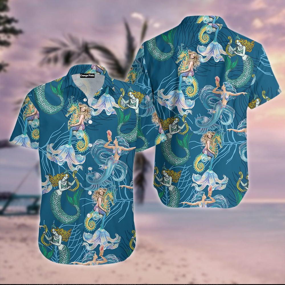 Lovely Mermaid Sea Horse Coral Reef Hawaii Shirt For Men And Women Ha77644