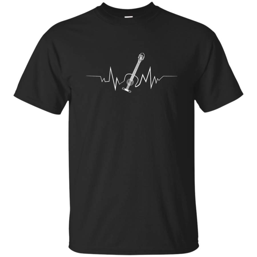 AGR Acoustic Guitar Heartbeat T-shirt Cool Gift for Guitarists Mens Cotton T-Shirt