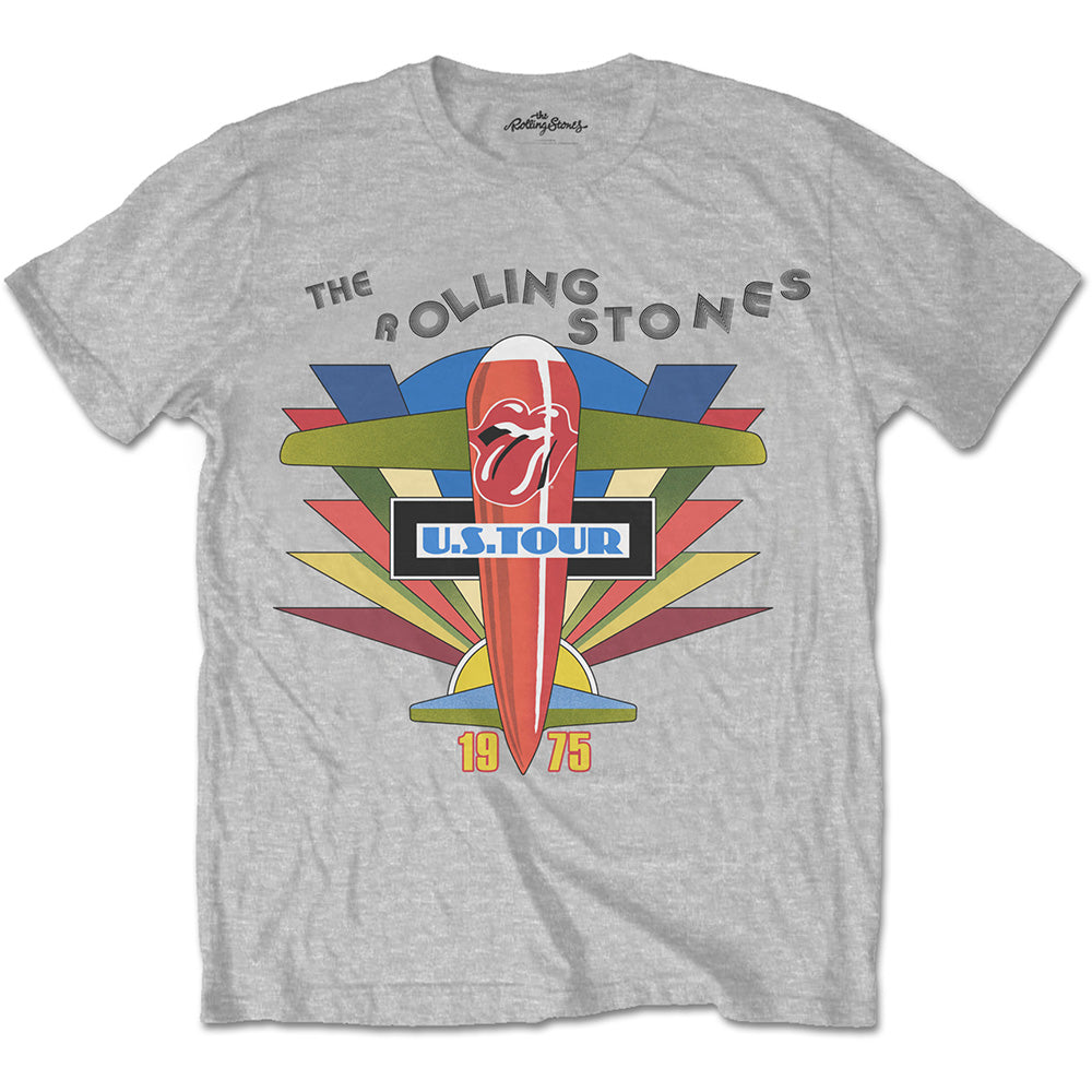 The Rolling Stones Unisex Tee Retro Us Tour 1975