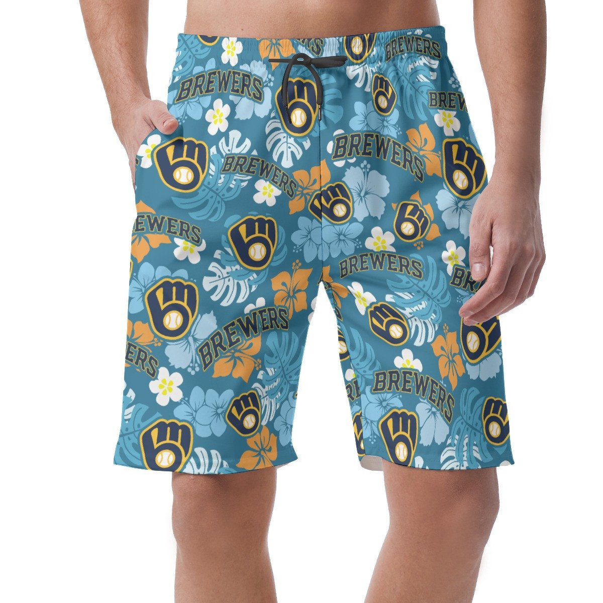 Brewers Logo Blue Hawaii Shorts Summer Men Ha27458