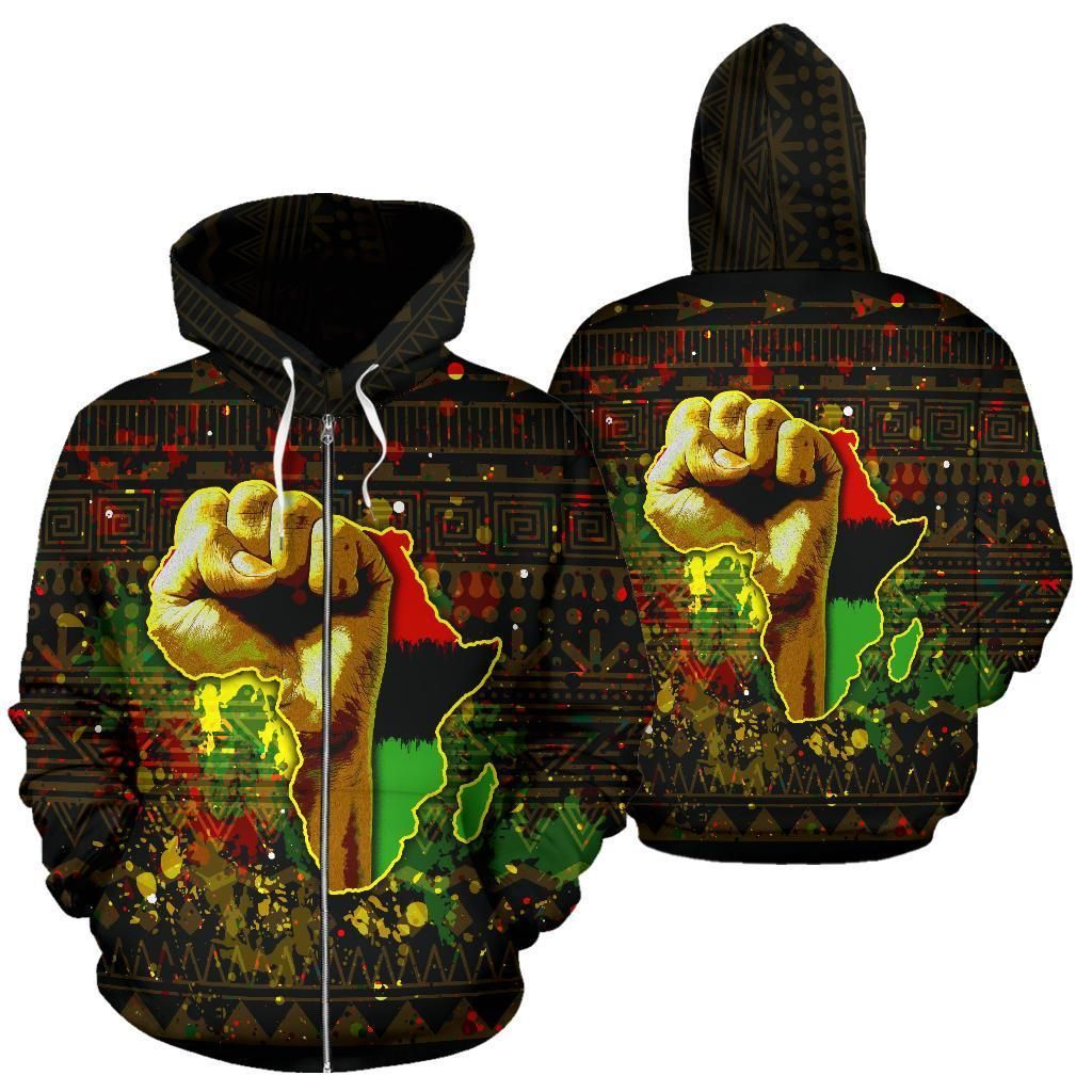 African Hoodie – African Black Power Zip-Up Hoodie – Afc1182C