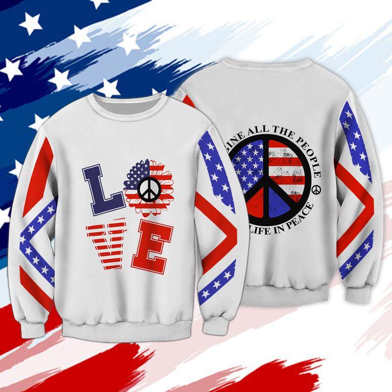 Love America Peace Hippie Trending Family Gift 3D Sweatshirt