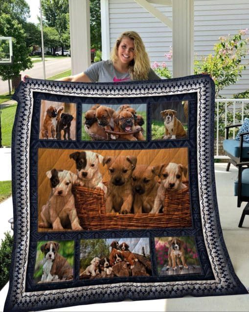 Boxer Puppy Boxer Make Me Smile Cute Boxer Quilt Blanket