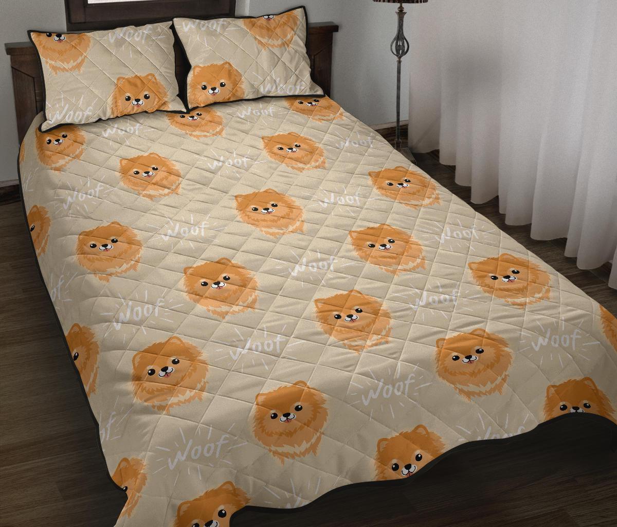 Cute brown pomeranian puppy Quilt Bed Set