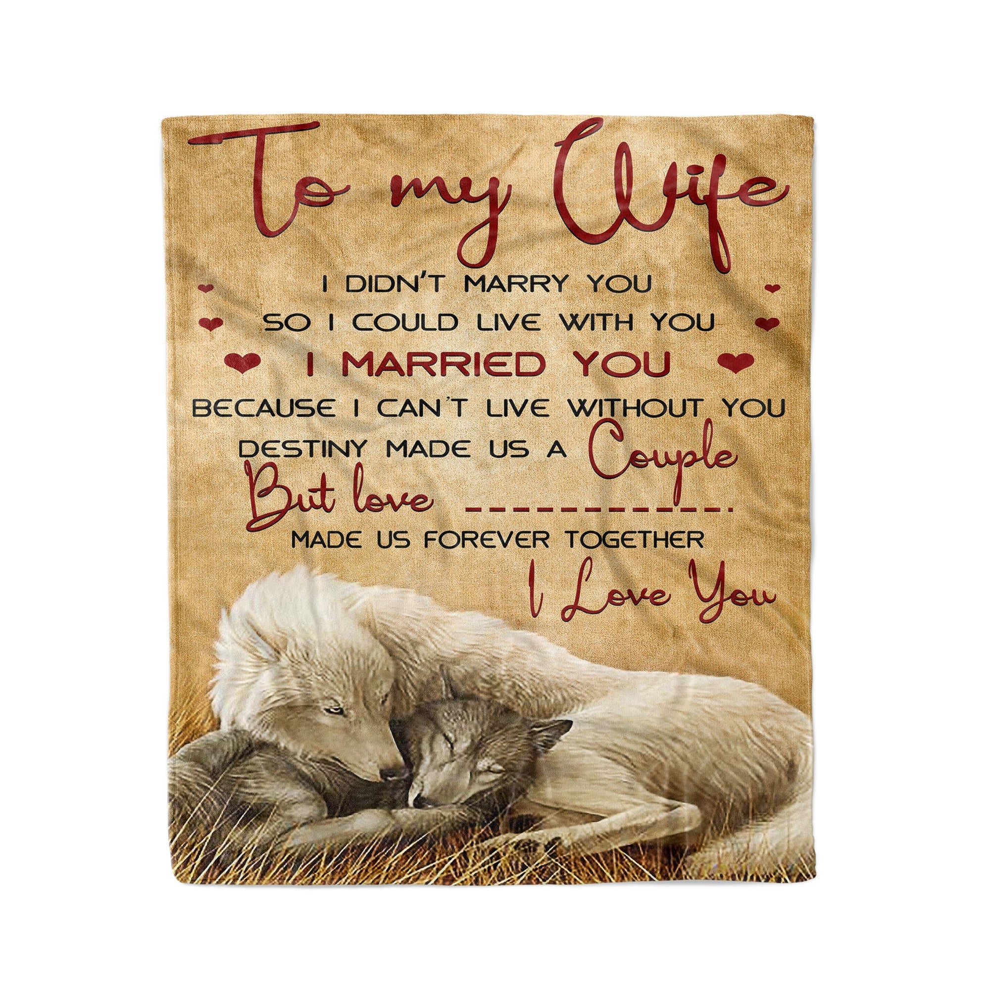 Wolf To My Wife, Made Us Forever Together, I Love You,Fleece Blanket Gift For Wife Home Decor Bedding Couch Sofa Soft And Comfy Cozy