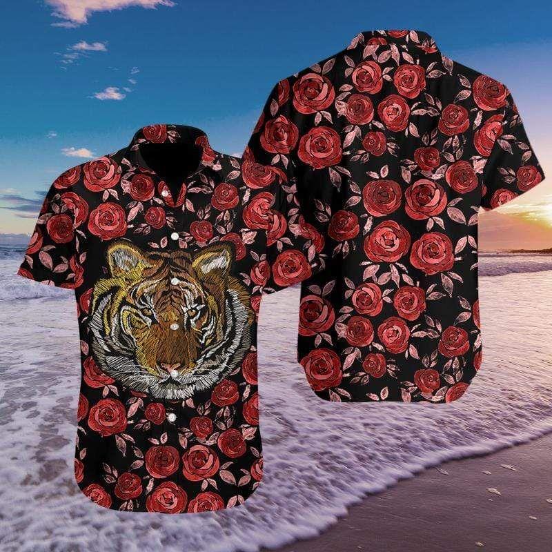 Beach Shirt Hawaiian Aloha Shirts Tiger Rose 3108H