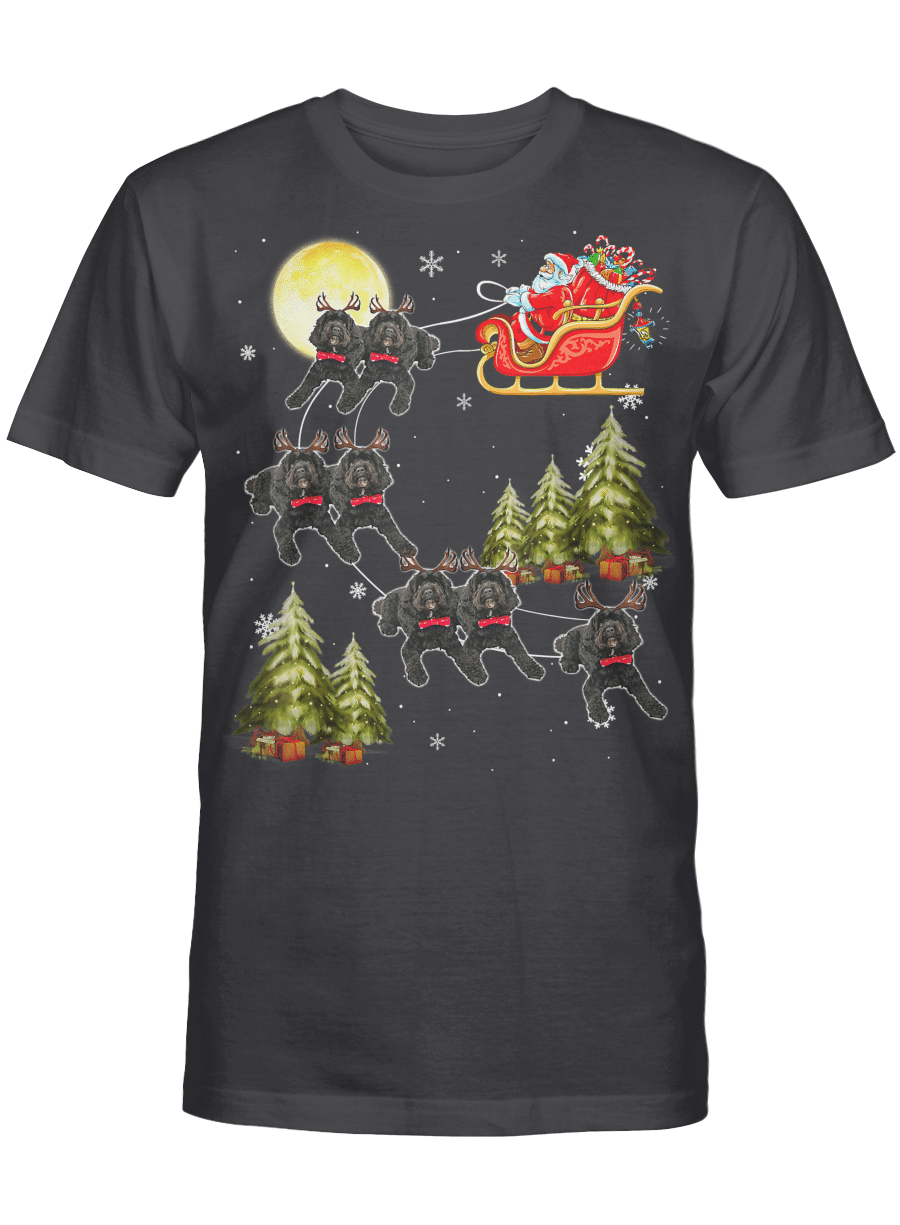 AmazeStyleZ Santa’s Reindeer, Ugly Christmas Sweater, Christmas Gift Ideas, Christmas TreeCockapoo Reindeer Christmas Dog Riding Santa Xmas Gift T-Shirt