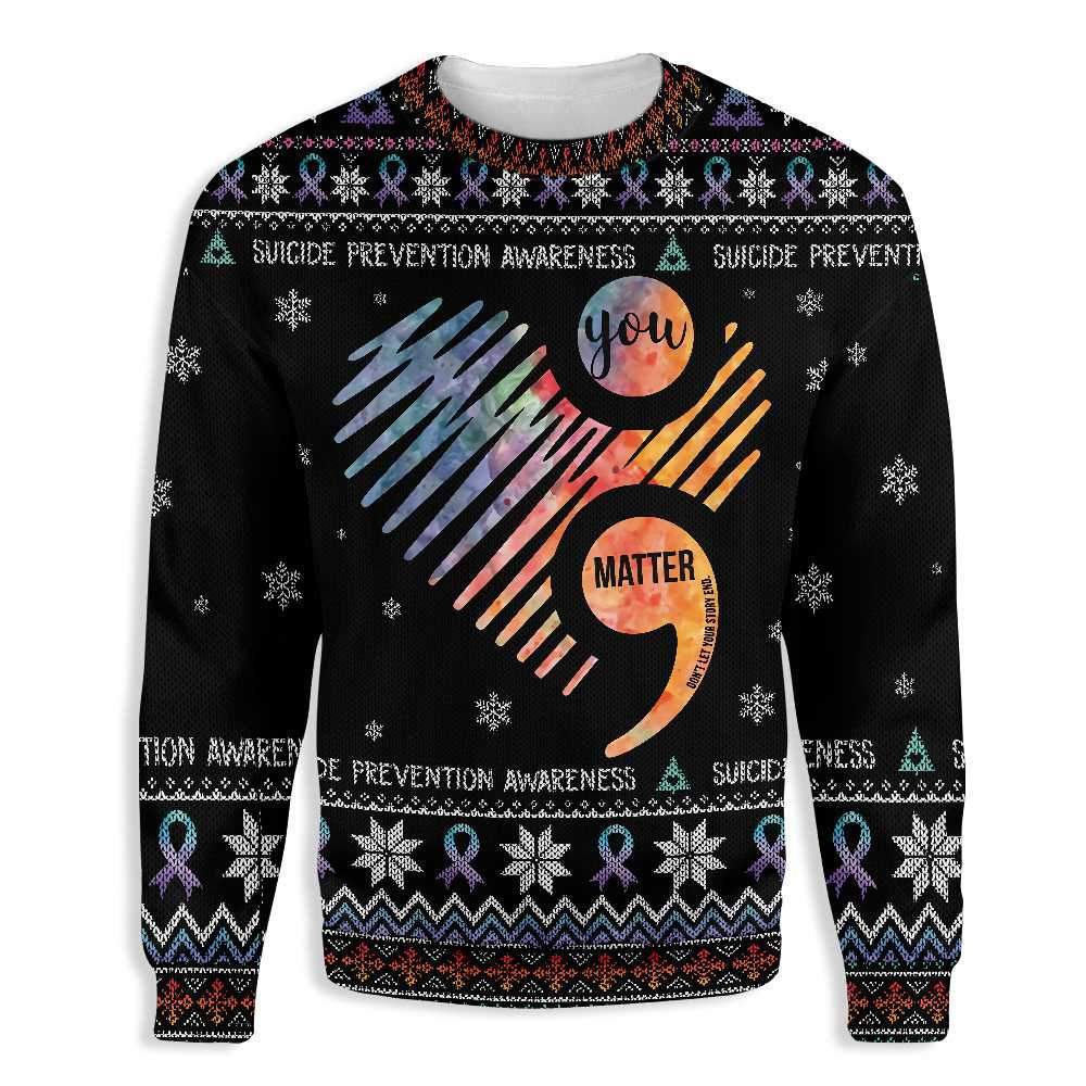 Heart Suicide Prevention Awareness Ugly Christmas Sweater