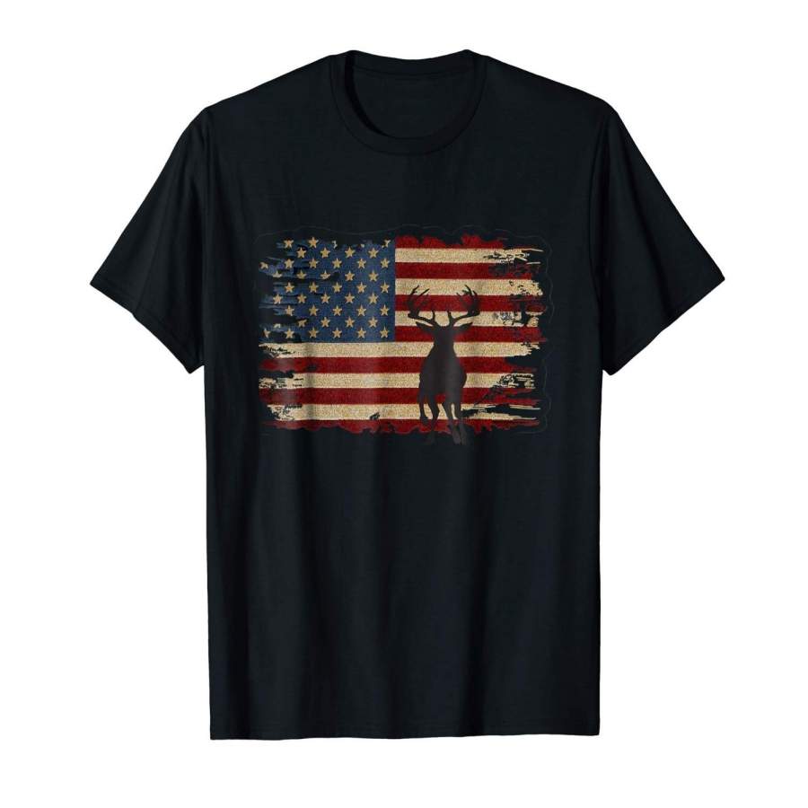 American Flag Deer Silhouette Hunting Hunter T-Shirt