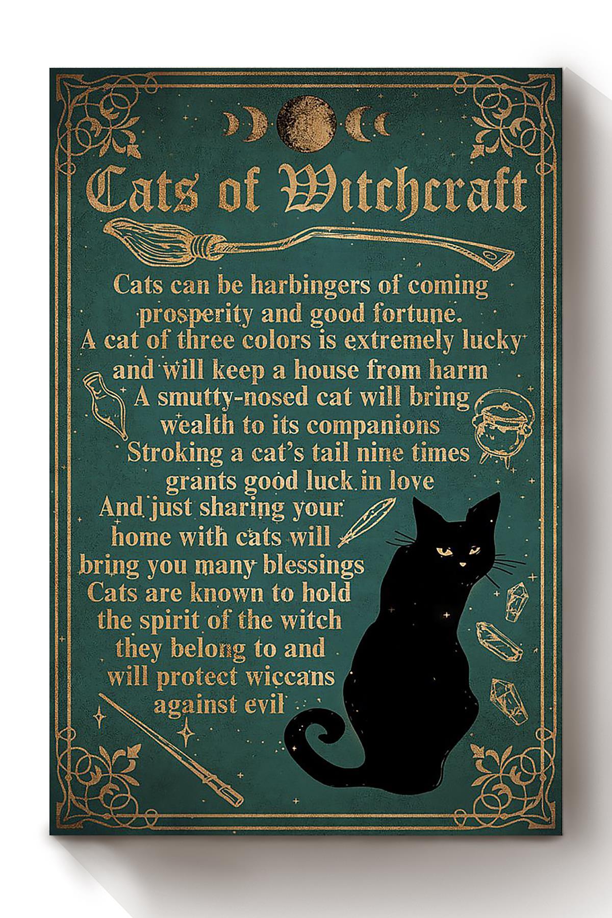 Cats Of Witchcraft Animal Wall Art Gift For Cat Lover International Cat Day Kitten Foster Canvas