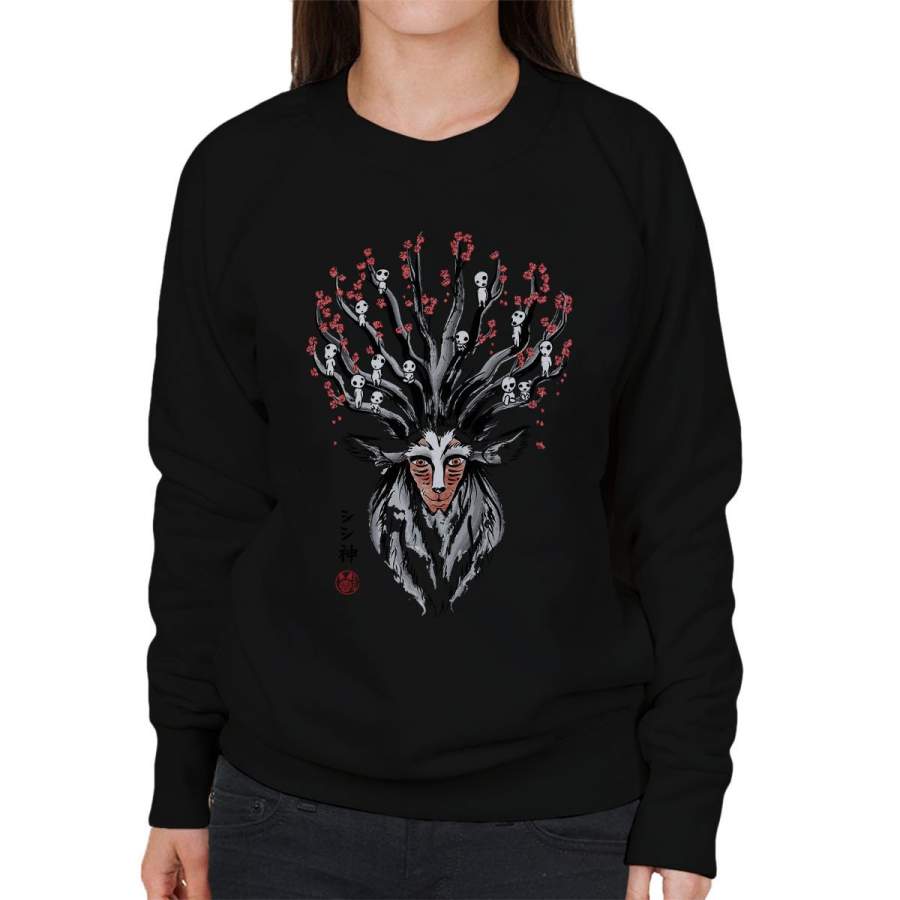 Princess Mononoke The Deer God Sumi E Women’s Sweatshirt