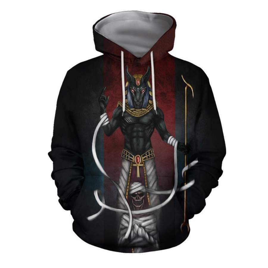 3D All Over Print Egyptian Goddesses Anubis Hoodie