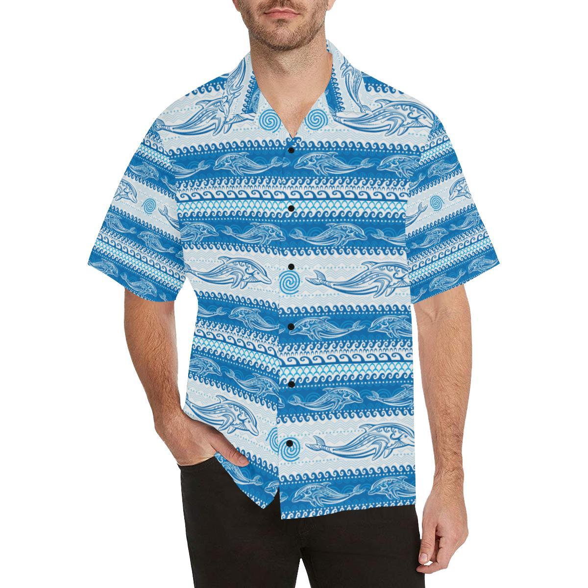 Dolphin Tribal Print Pattern Hawaiian Shirt