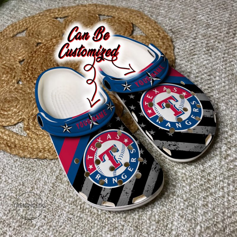 Baseball Personalized TRangers American Flag Clog Shoes