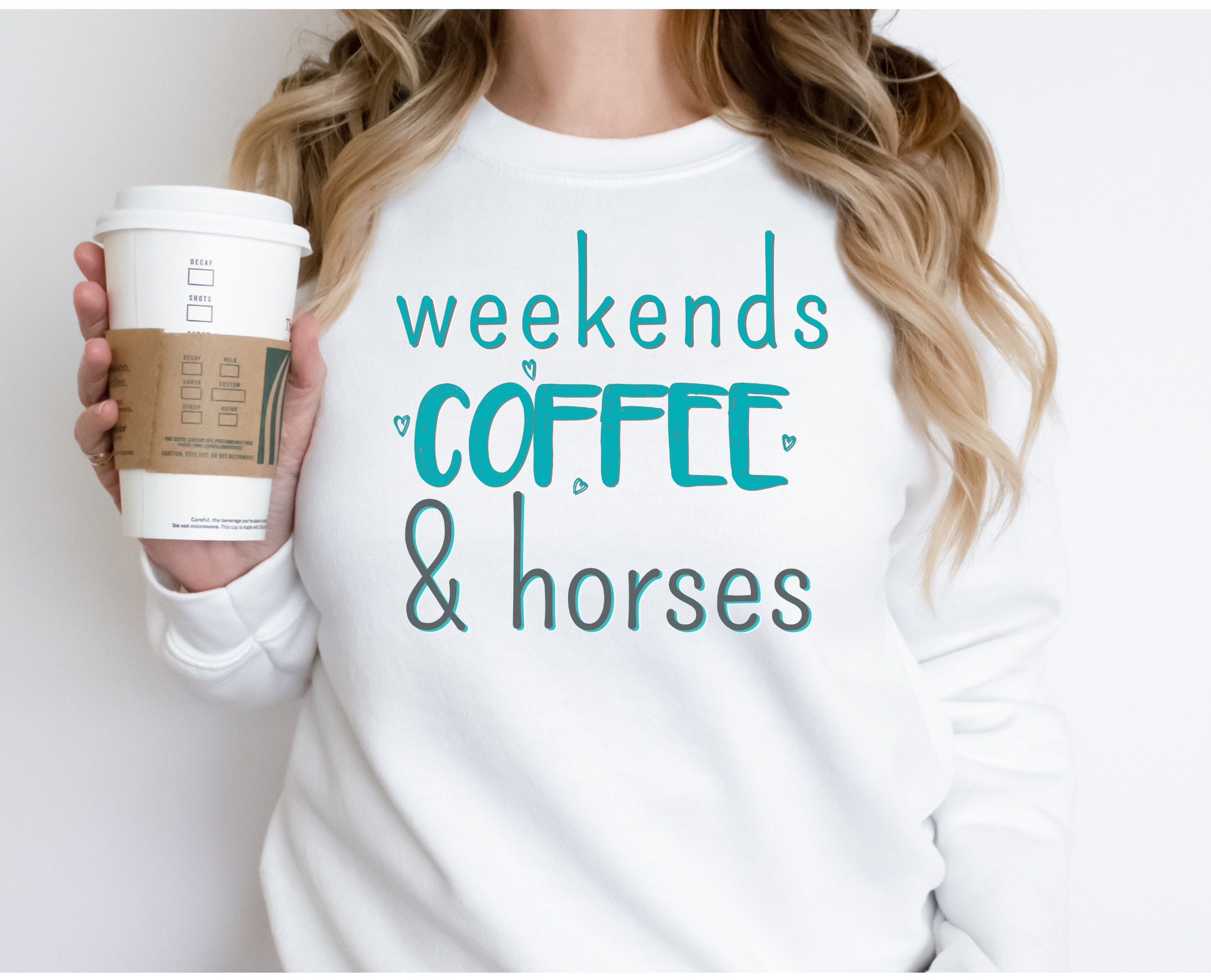 WEEKENDS,COFFEE & Horses | Horse Gifts | Horse Shirt | Horse Sweatshirt | Sweaters for Women | Gift for Horse Lover | Horse Shirts, Farm Tee