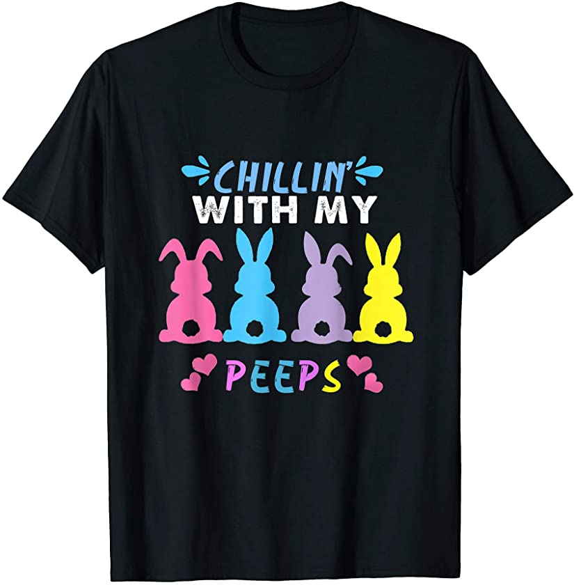 Chillin With My Peeps Colorful Easter Bunnies Rabbits Women T-Shirt