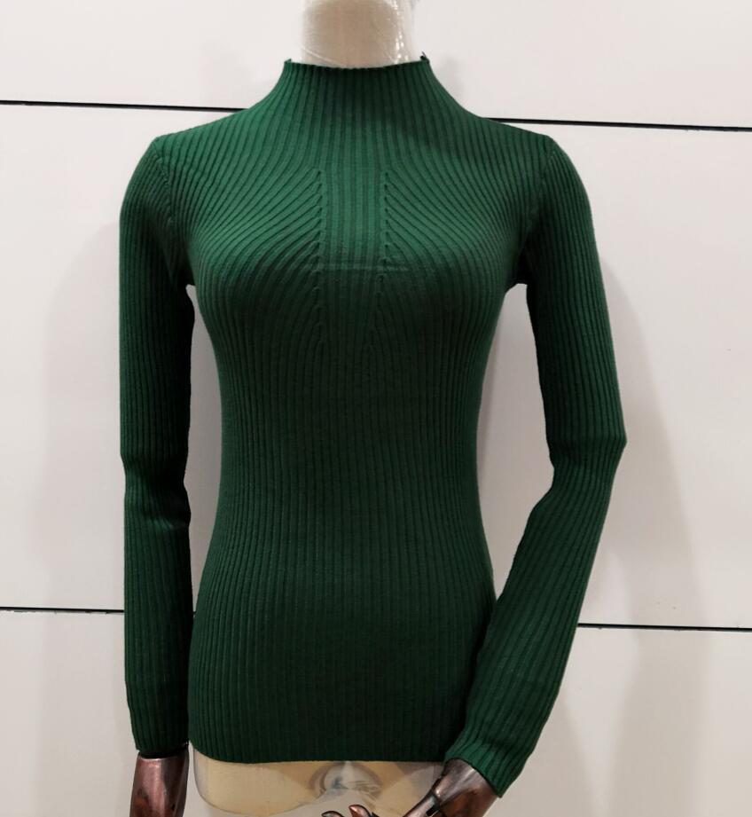 2022 Winter To Spring Women Lady High Elastic Solid Pull Turtleneck Sweater Slim Sexy Striped Tight Knitted Pullover Top Clothes alx