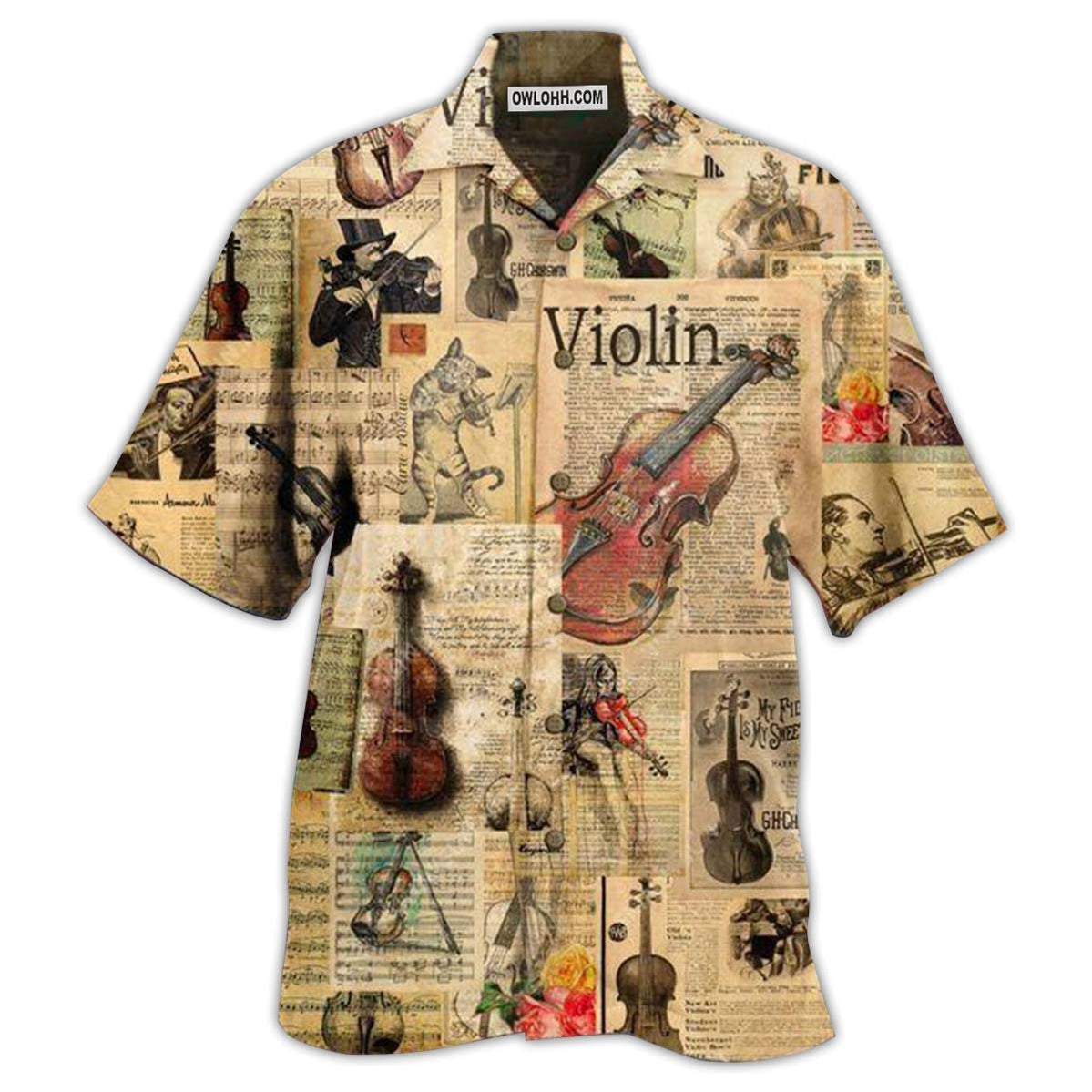 Violin Love Life Style Vintage Style – Hawaiian Shirt  – Owl Ohh