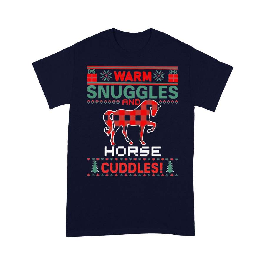 Warm Snuggles And Horse Cuddles Ugly Christmas T-Shirt Christmas Gift Ideas