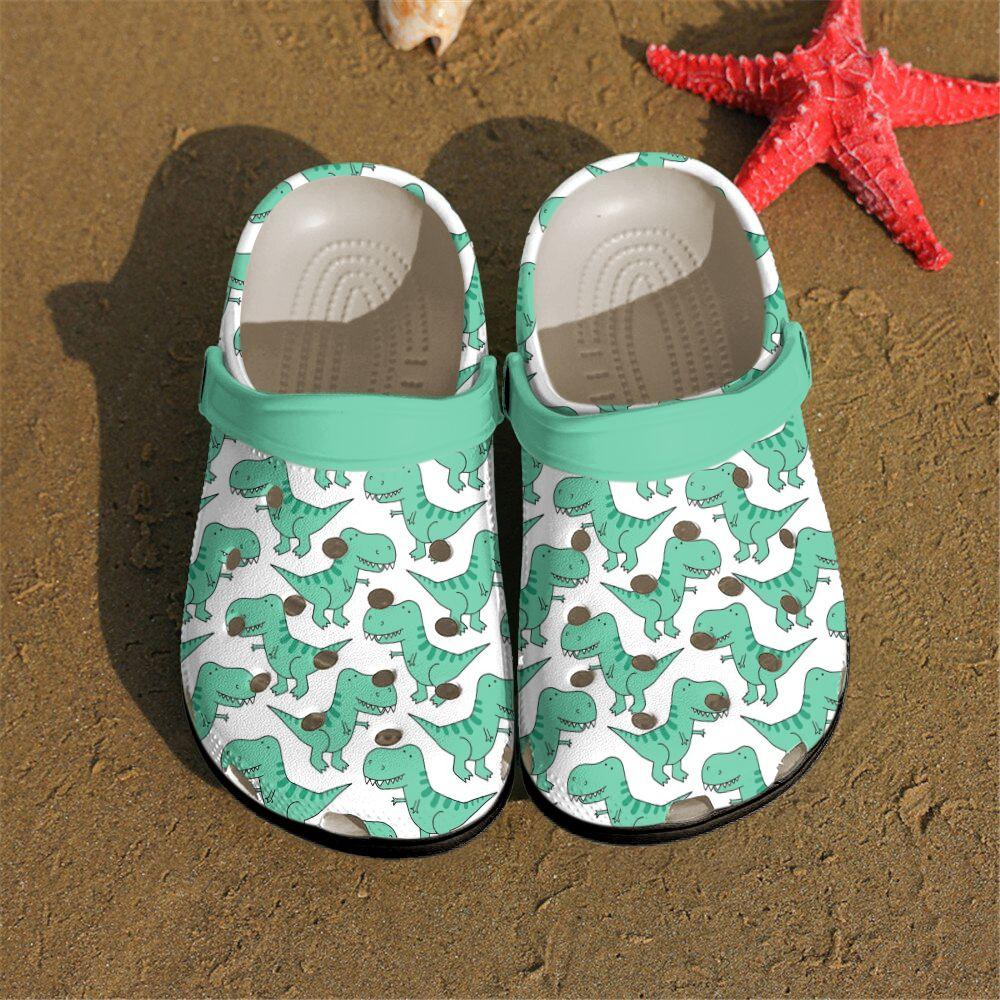 Dinosaur Personalized Clog, Custom Name, Text, Color, Number Fashion Style For Women, Men, Kid, Print 3D Green Dinosaurs