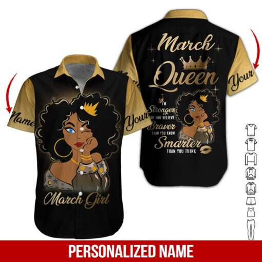 March Girl Custom Name Hawaii Shirt For Men Women Adult Ha51875