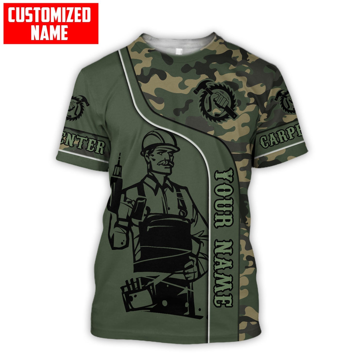 Coolspod 3D Carpenter Shirt Camo Pattern Gift For Carpenter Husband