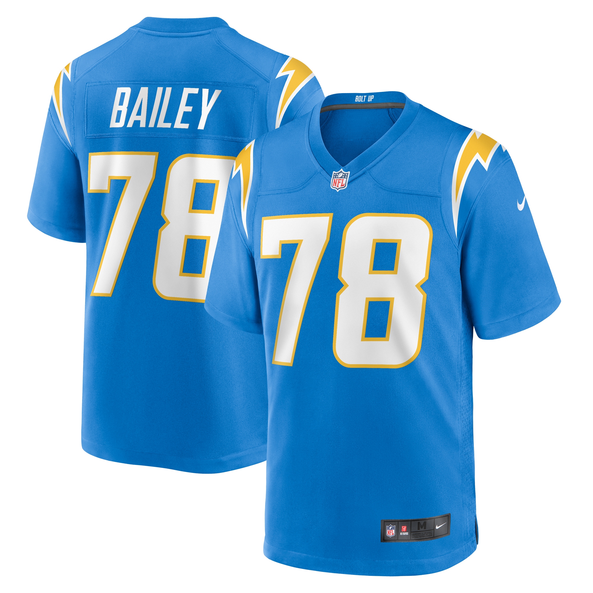 Zack Bailey Los Angeles Chargers Player Game Jersey – Powder Blue