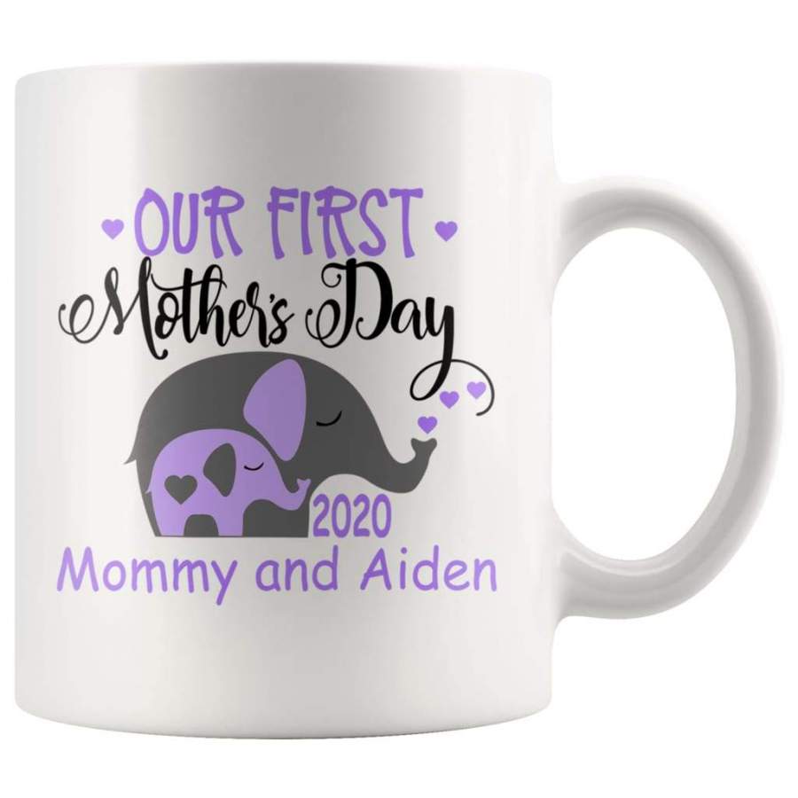 Lisa G Personalized Our First Mothers Day Mug Elephants