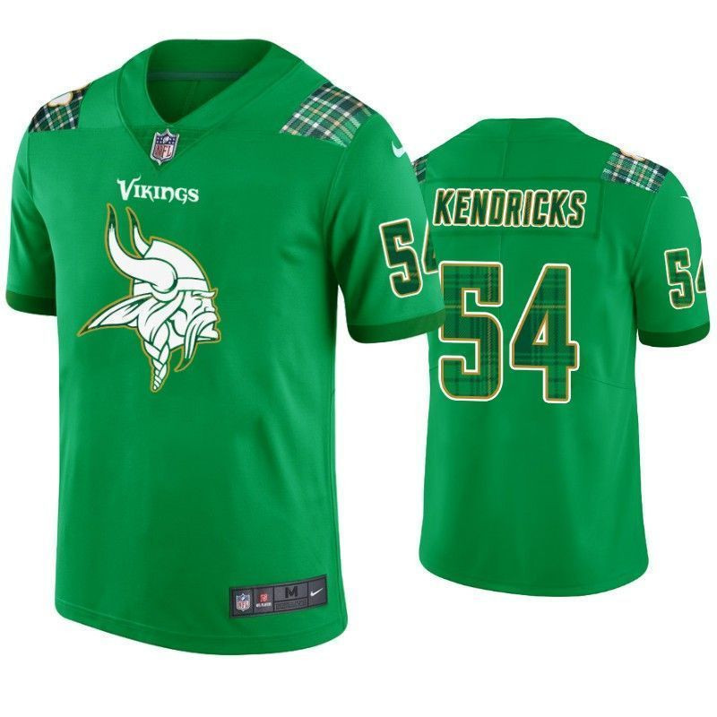 Minnesota Vikings 54 Eric Kendricks St Patricks Day Kelly Green Lucky Men 3D Jersey