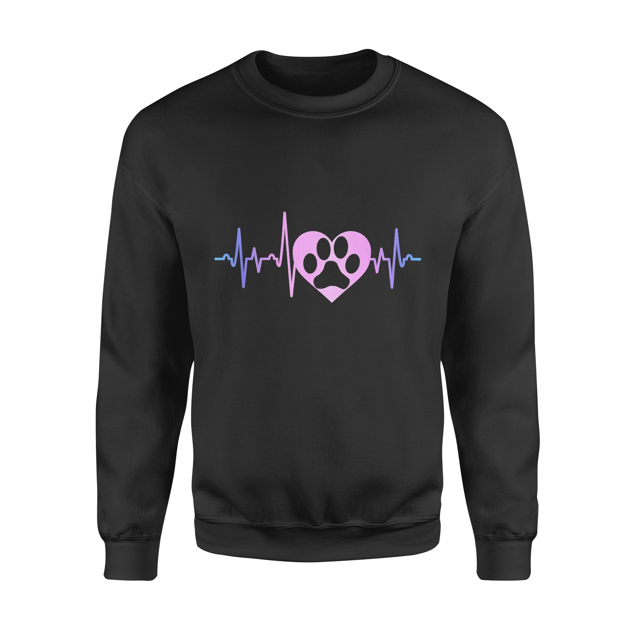 Dog gift idea Paw Print Heartbeat EKG Puppy T-Shirt – Standard Fleece Sweatshirt