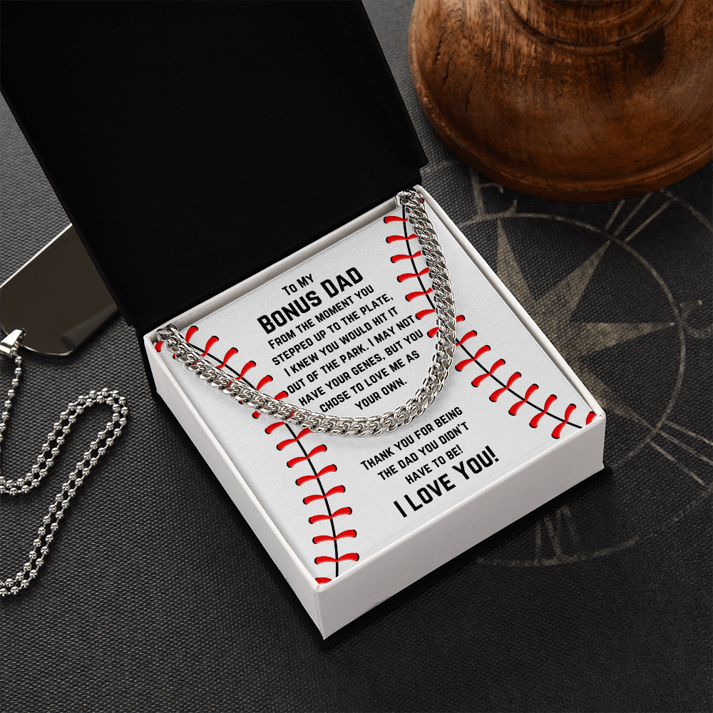 Baseball Bonus Dad Cuban Chain Necklace