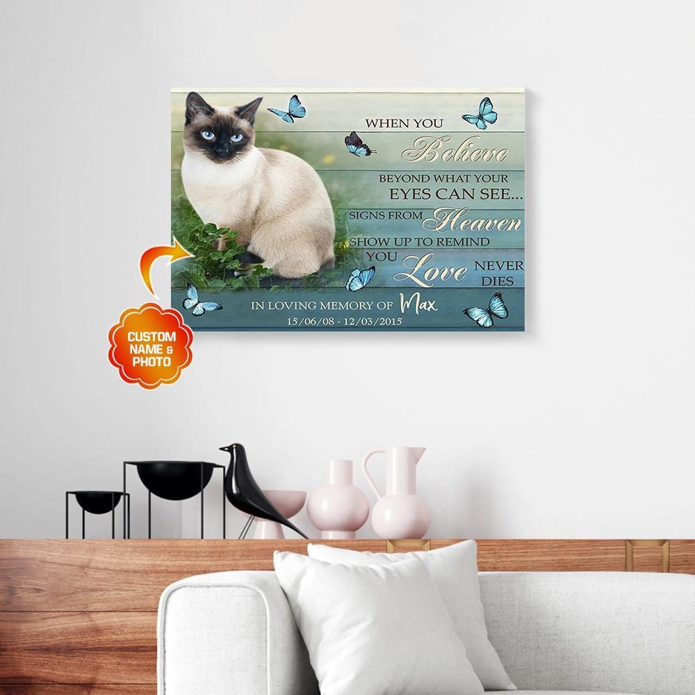 Canvas Art Prints When You Believe Butterfly Cat Custom Name And Photo Canvas Home Decor Canvas