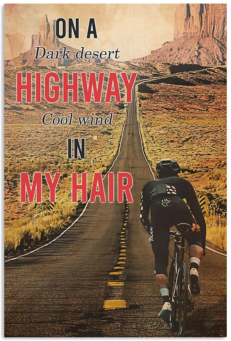 Vintae Man Cycling Cool Wind In My Hair Poster Art Print      Home Decor Gift For Men Women Family Friend On Birthday Xmas