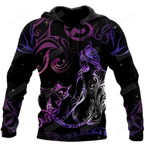 Cat & Girl Tattoos 3D All Over Print Hoodie, Zip-Up Hoodie