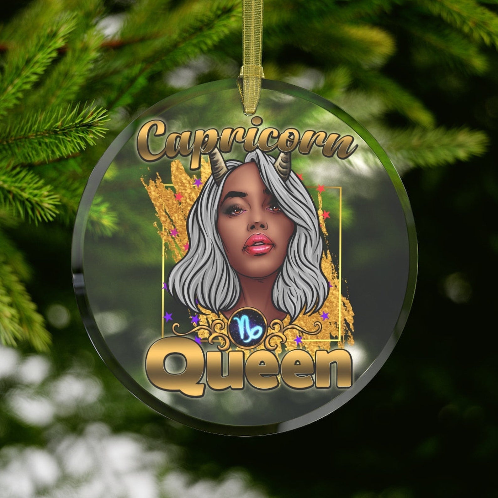 Capricorn Black Girl Black Woman Capricorn Queen Black Queen Capricorn Zodiac Gift Christmas Ornament