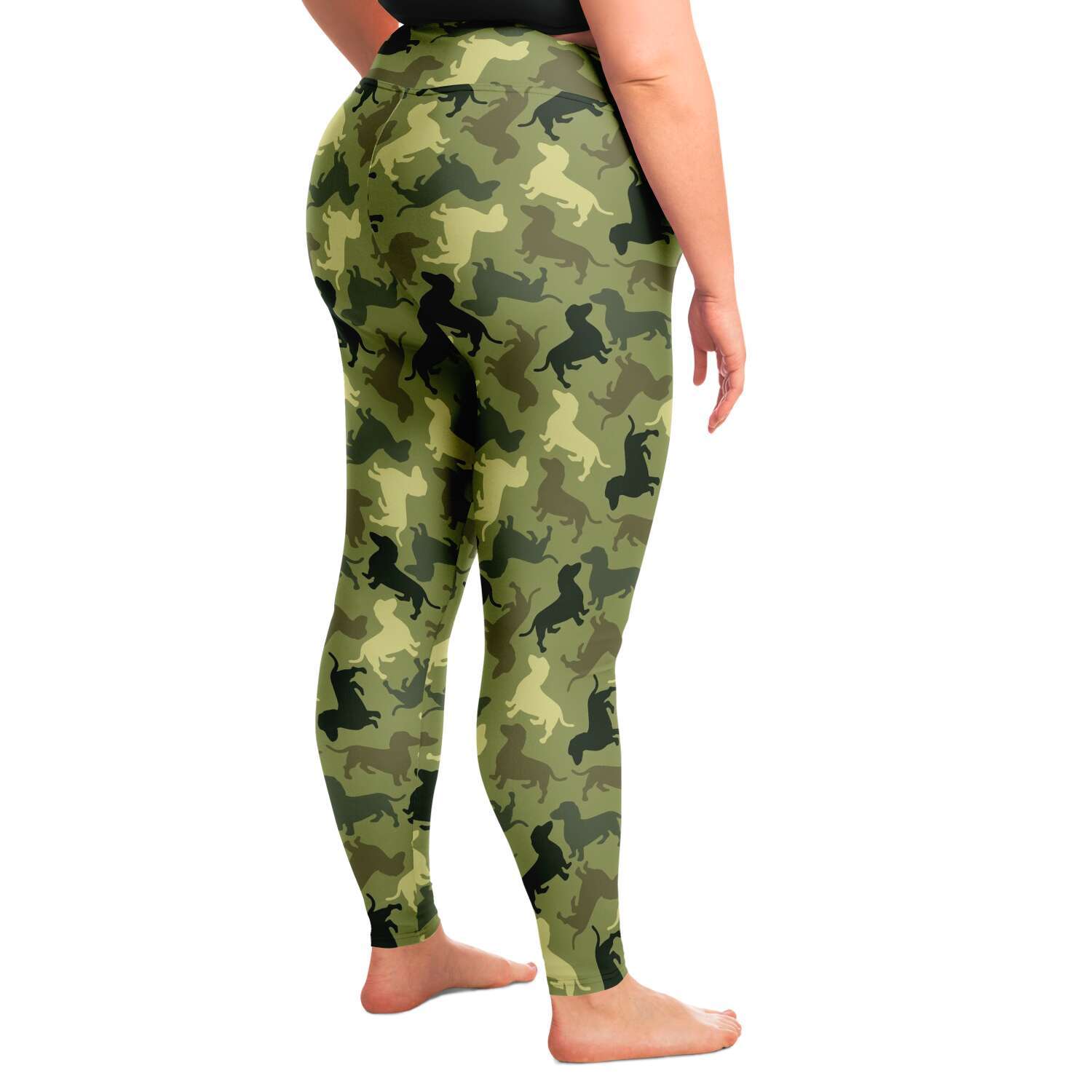 Dachshund Animal Print Camo Print Fashion Leggings – Plus Sizes