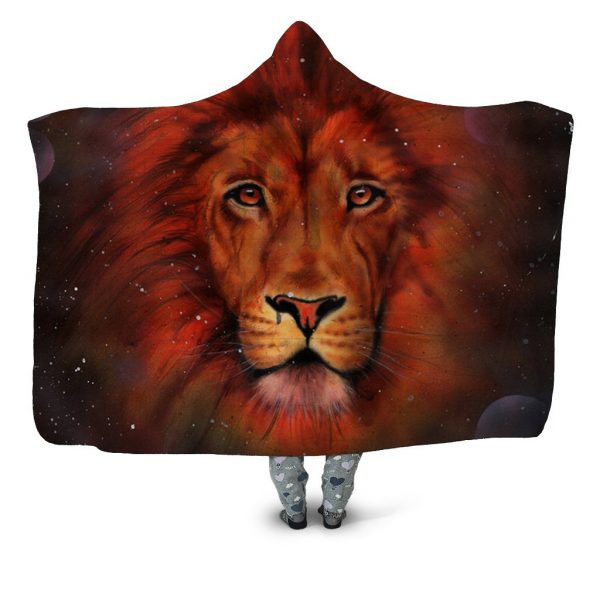 Animal Hooded Blankets – Animal Series Lion Galaxy Fleece Hooded Blanket