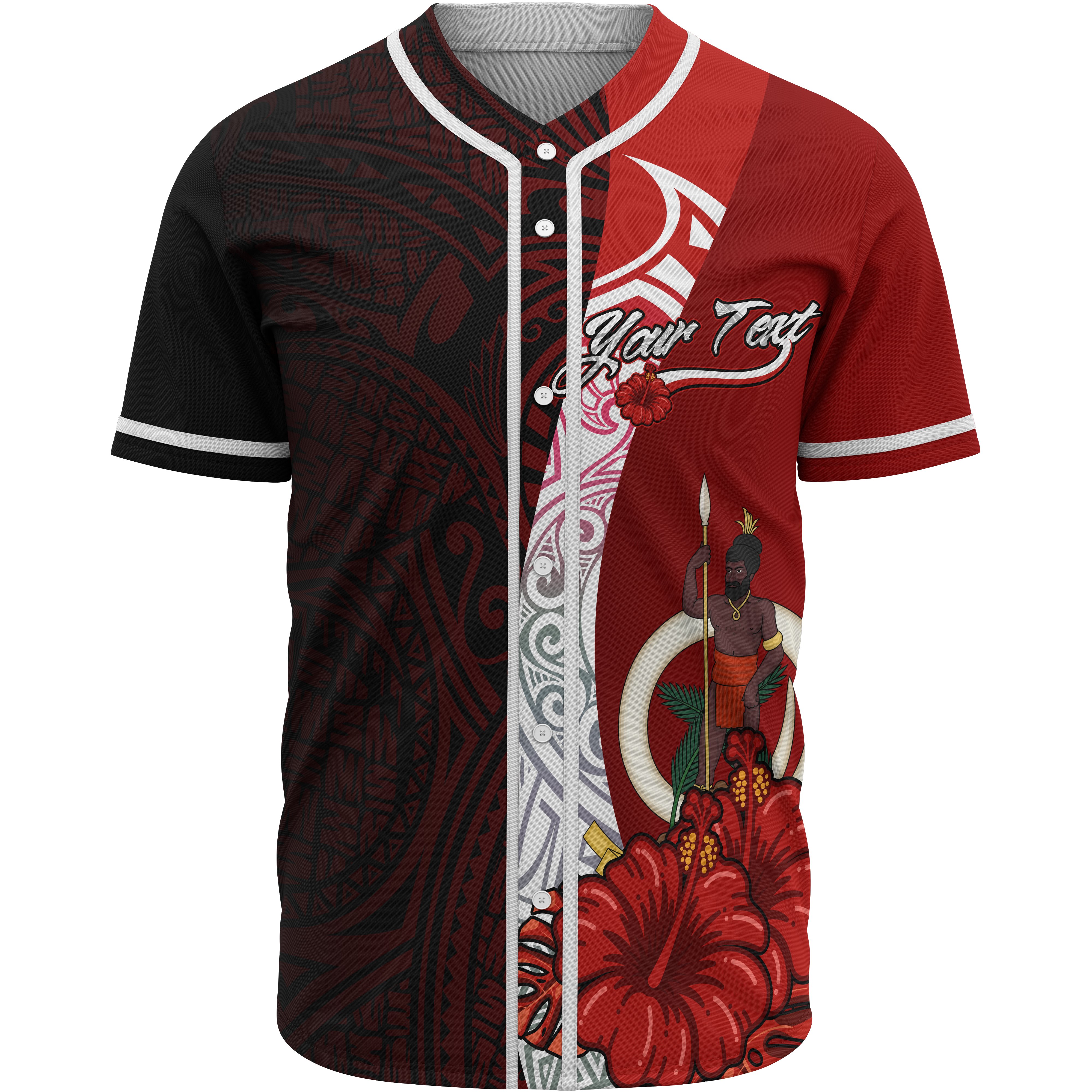 Vanuatu Polynesian Custom Personalised Baseball Shirt – Coat Of Arm With Hibiscus – BN12