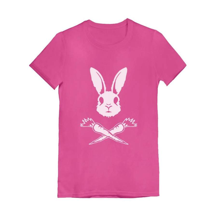 Rabbit Skull Easter Carrots Crossbones Toddler Kids Girls’ Fitted T-Shirt