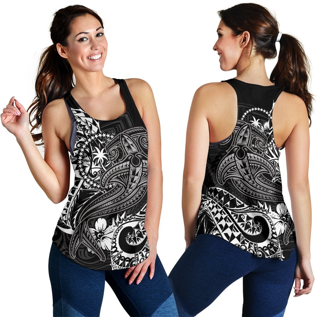 Chuuk Women’S Racerback Tank – White Shark Polynesian Tattoo