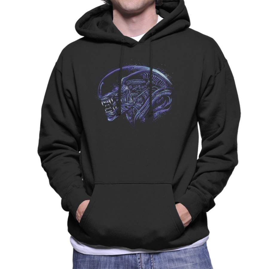 Aliens Space Nightmare Purple Men’s Hooded Sweatshirt