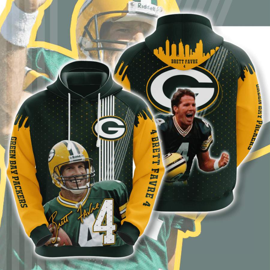 Green Bay Packers Brett Favre Hoodie 3D Style4981 All Over Printed